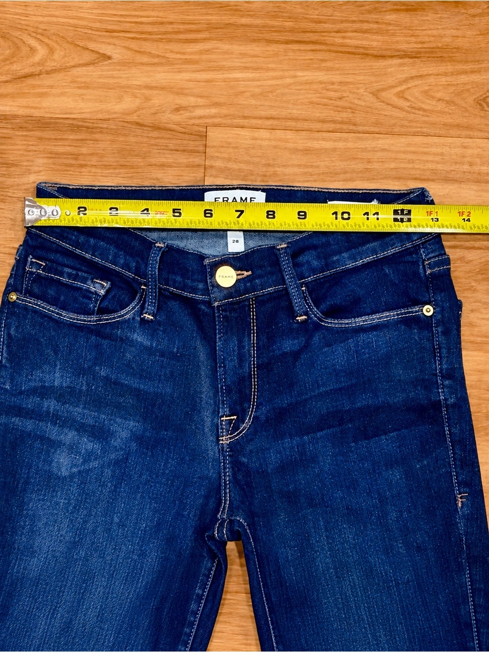 MOTHER High Waisted Looker Crop Jeans 25x23 Dark Wash Stretch Frayed Hem EUC - Picture 12 of 14